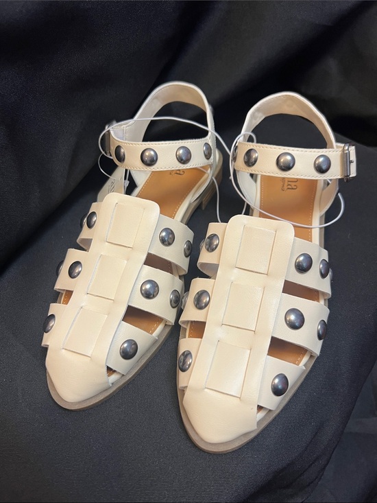 a.n.a Shoes - ANA Woven Studded Flat Sandals in Cream